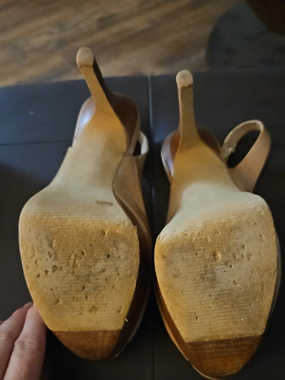 Jessica Simpson Nude Patent Peep-Toe Slingback Heels
